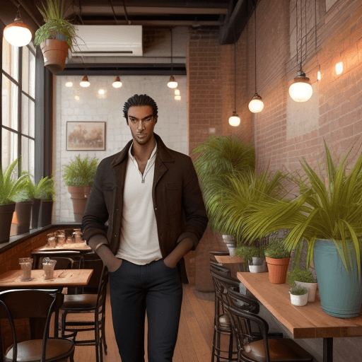 AI generated: A man over six feet tall, with a light
complexion with an exotic and captivating look, dark, hair ne...