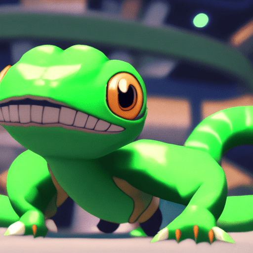 AI generated: 4k Digimon Screencap portrait, looking at viewer, low angle perspective, official art, Cute Snake, K...