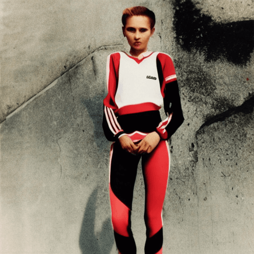 AI generated: "Girl with a pearl earing", Adidas sportsuit, sporty and rich, 80s, vintage photography --ar 2:3 --q...