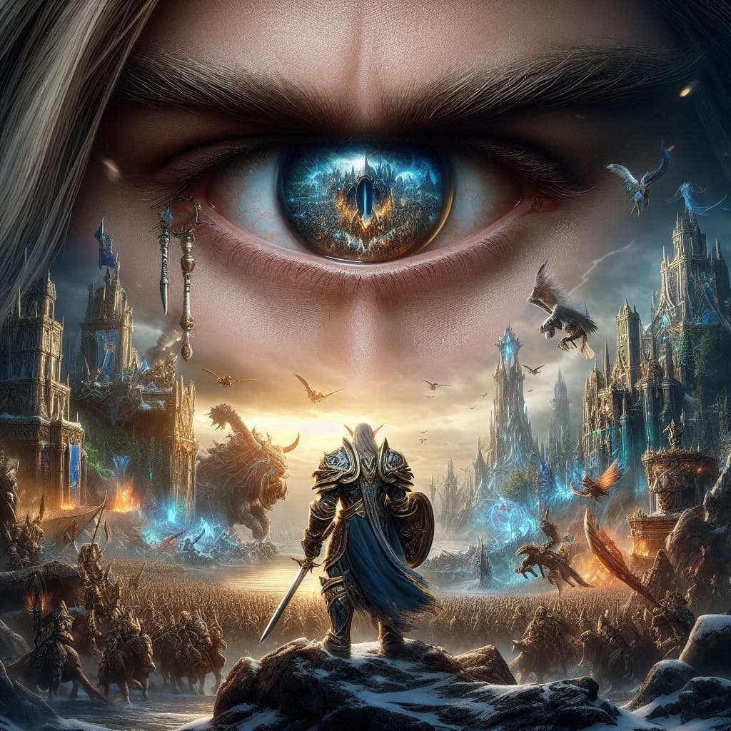 AI generated: an epic poster-style photograph inspired by the Warcraft universe, rendered with unprecedented photo...