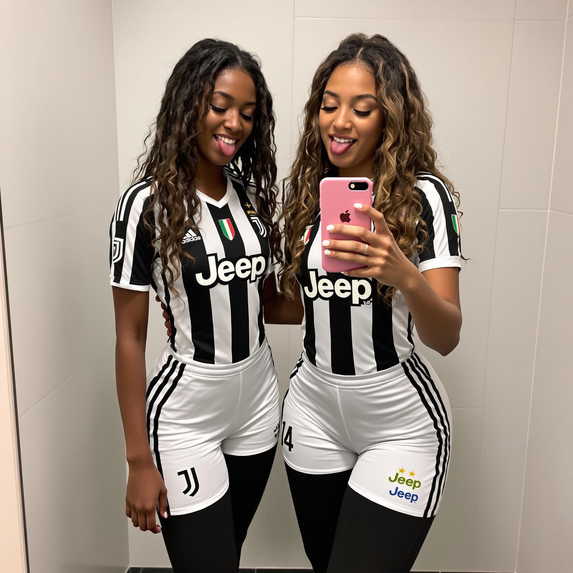 AI generated: Two beautiful, teen girls, one white girl with long curly brunette hair, the other one, a black girl...