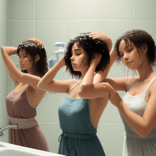 AI generated: 3 women washing her hair