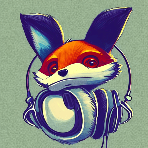 AI generated: t-shirt design, fox with headphones on its ears, digital art by Jan Tengnagel, shutterstock contest ...