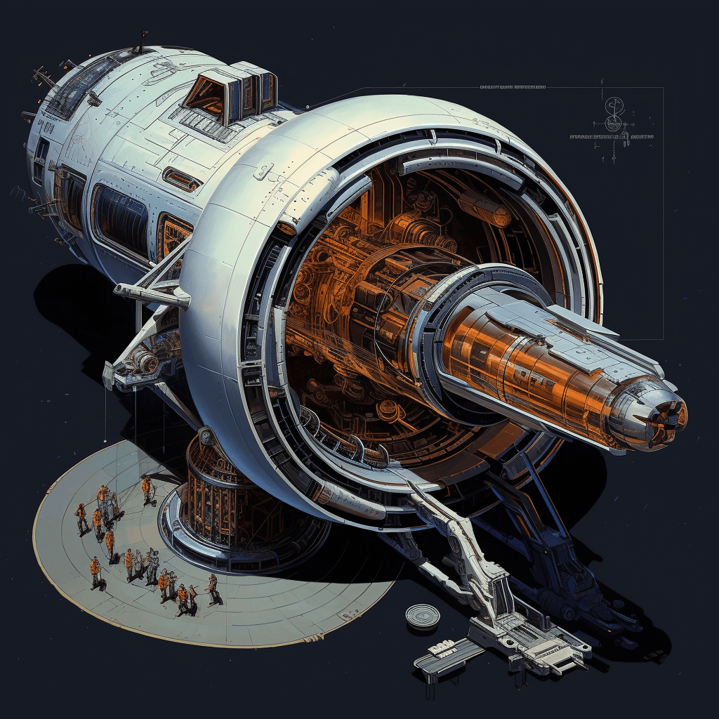 AI generated: starship engine, warp engine, repairs, construction space dock, dry dock