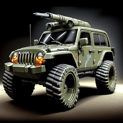 AI generated: Sci - fi, futuristic atmosphere, 8 - bit game pixel art, 'Metal Slug Game style of mecha jeep wrangl...