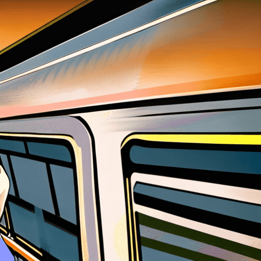AI generated: japanese girl, stand on the train