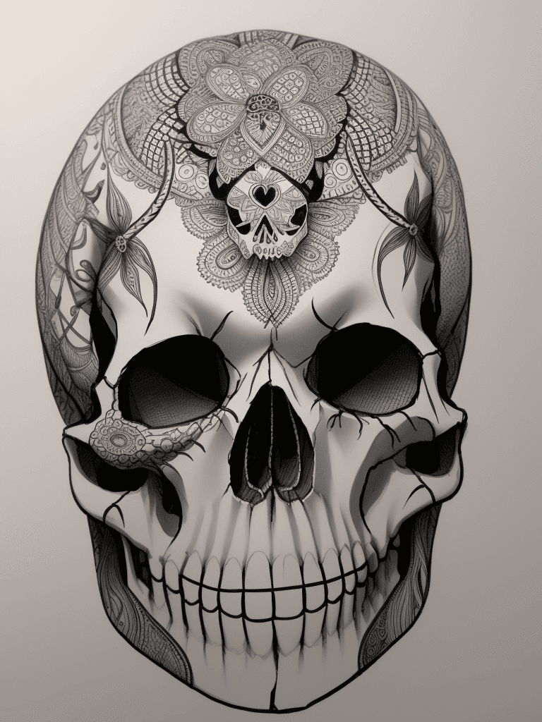 AI generated: zentangle skull