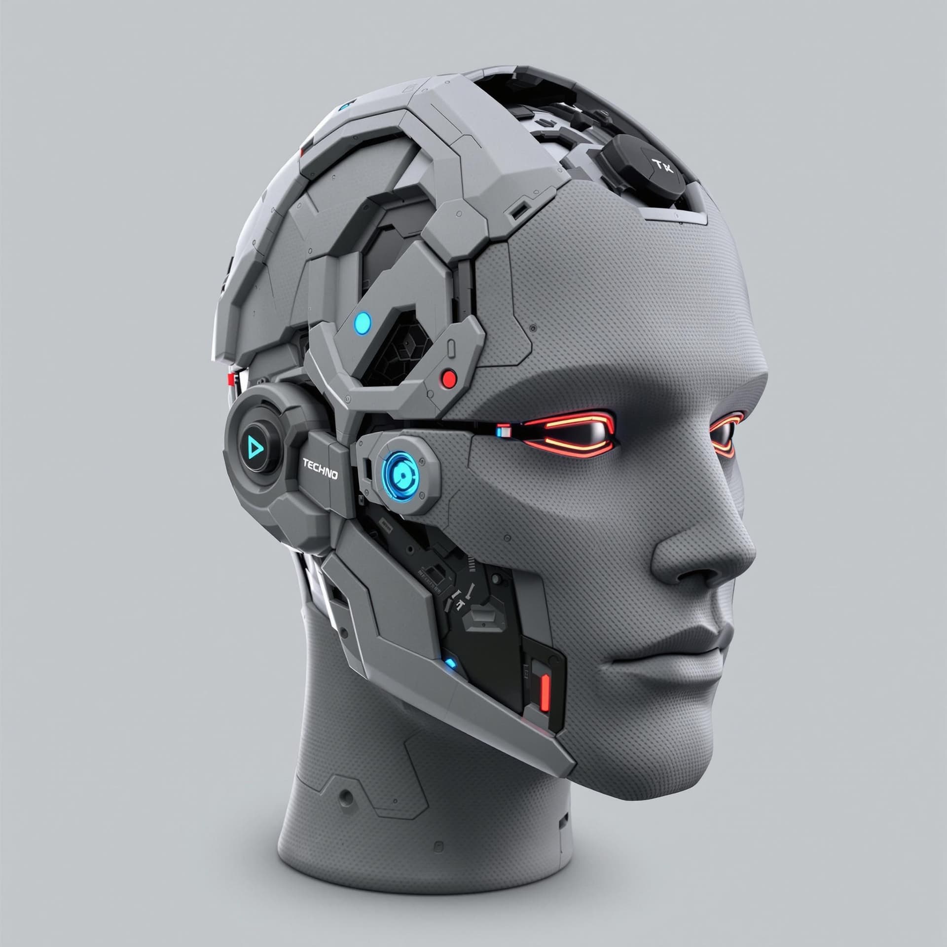 AI generated: 3d Techno hybrid  head