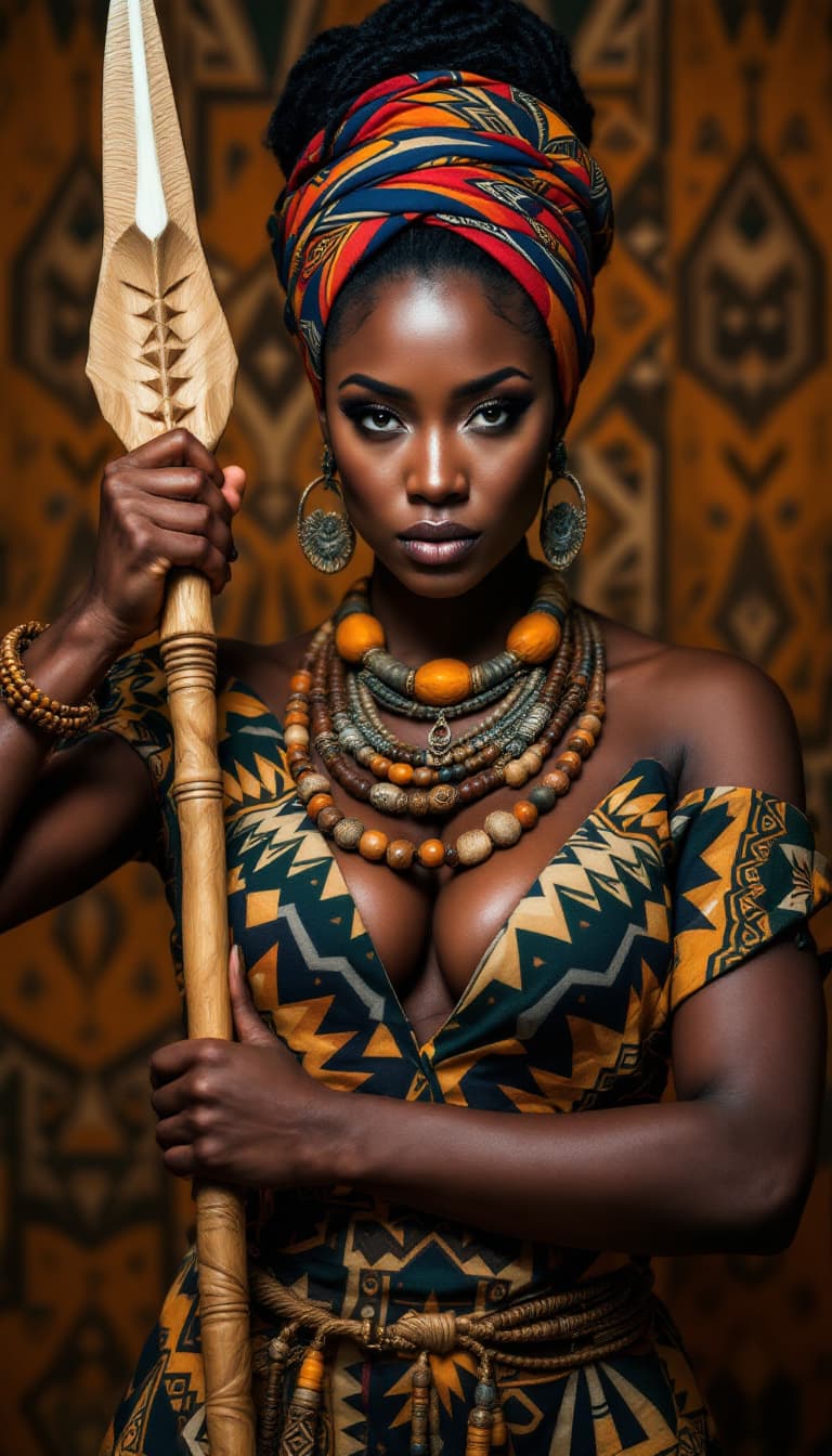 AI generated: A bold portrait of a powerful woman, her gaze intense, her eyes conveying strength and determination...
