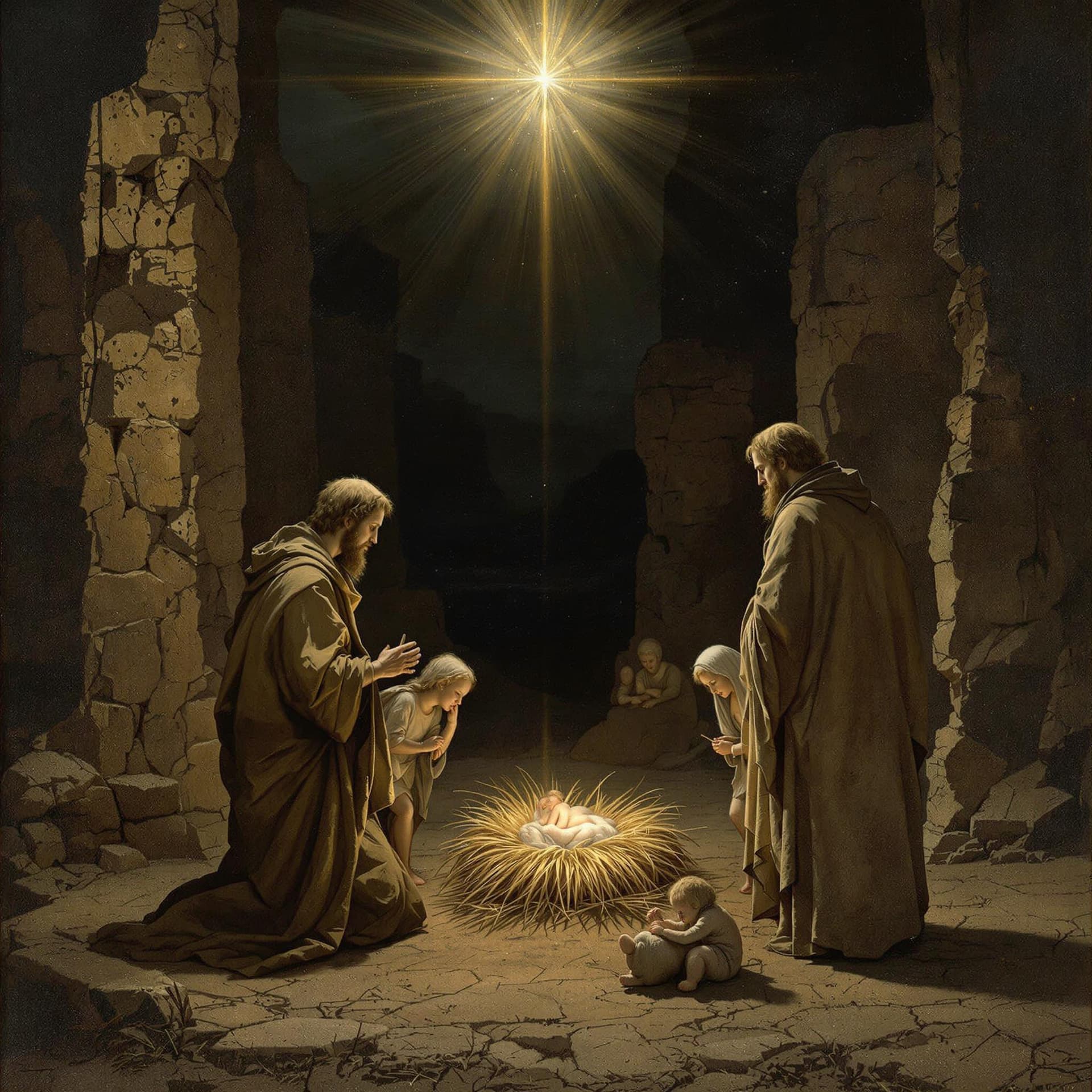 AI generated: nativity scene by Caspar David Friedrich