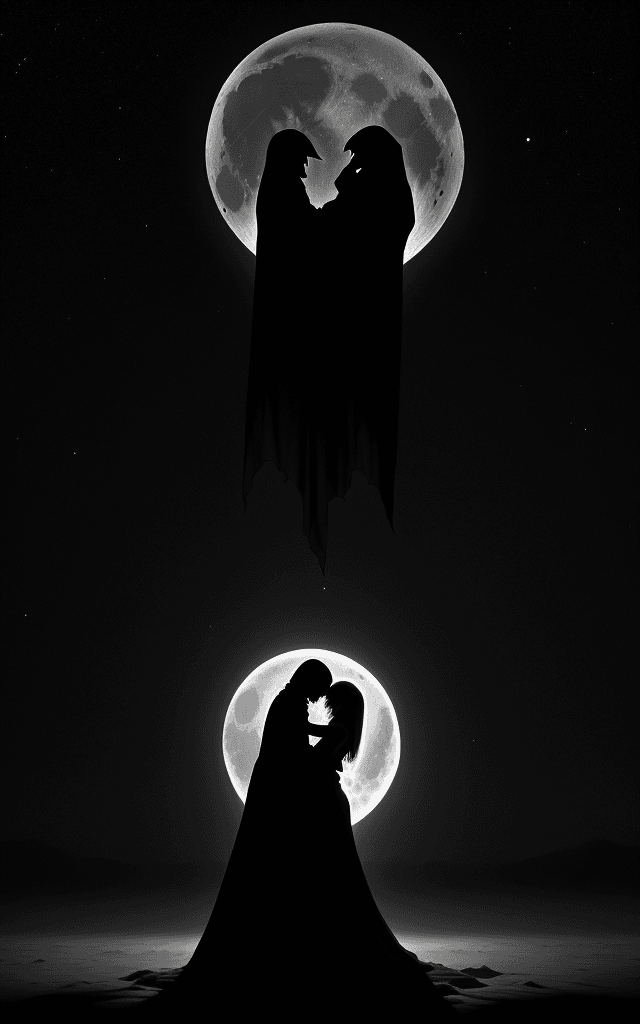 AI generated: B&W Masterpiece, As the shadow of darkness blankets the world, an eerie silence descends, and the on...