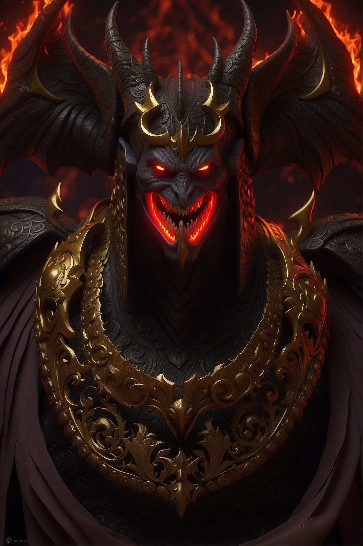 AI generated: here is a man with a demonic appearance. The reincarnated antagonist, the final boss. The invincible...