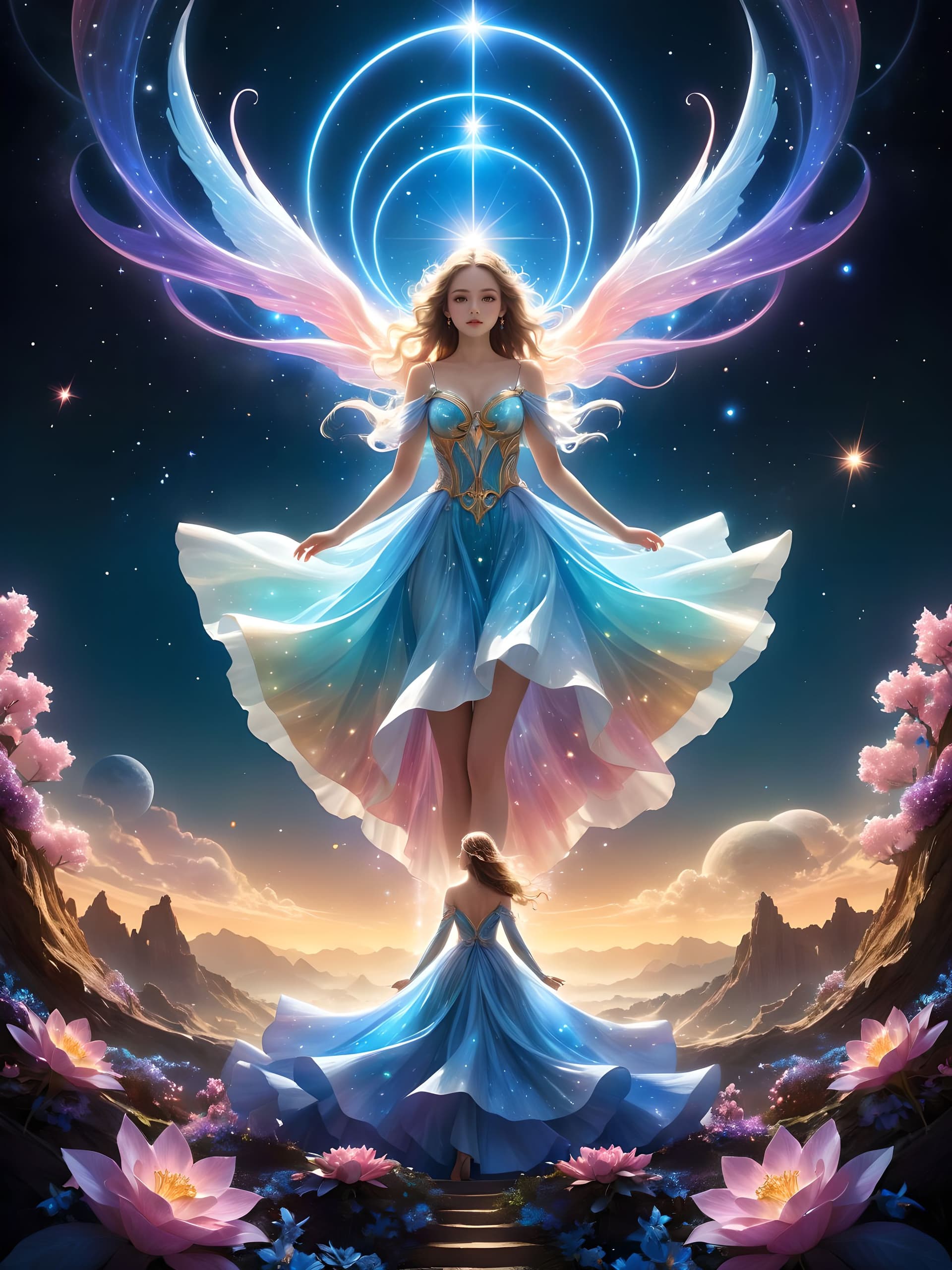 AI generated: (cinematic celestial creation:1.3), (masterful design:1.1), high-resolution shot, fantastic woman am...