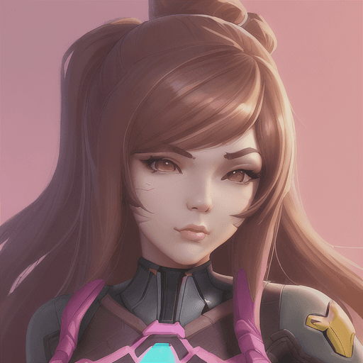 AI generated: mdjrny-v4 style portrait of female with brown long hair, nationality Korean, pink arrows on her chee...