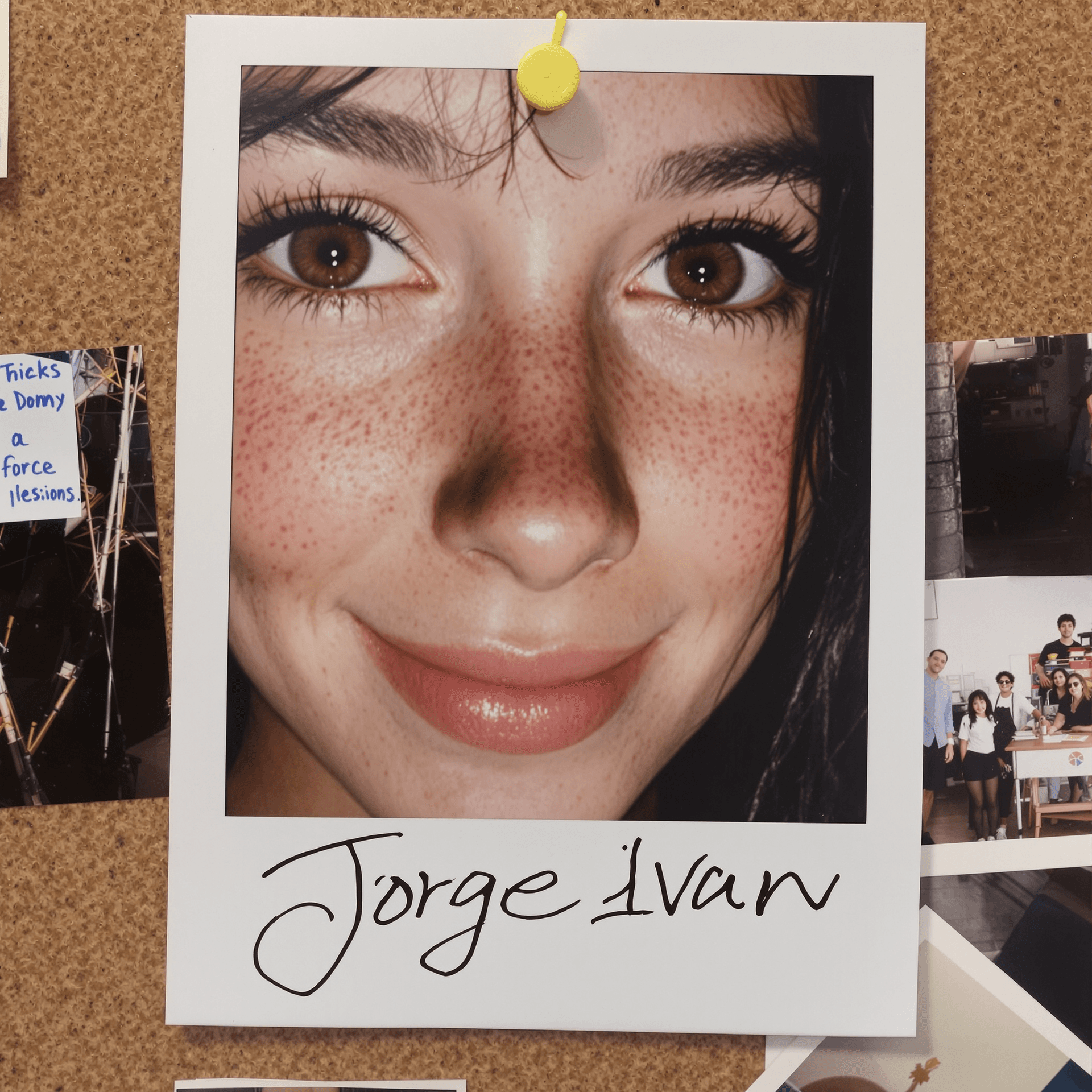 AI generated: Close-up photograph of a beautiful freckled Latina girl's eyes. She has a cheerful expression and so...