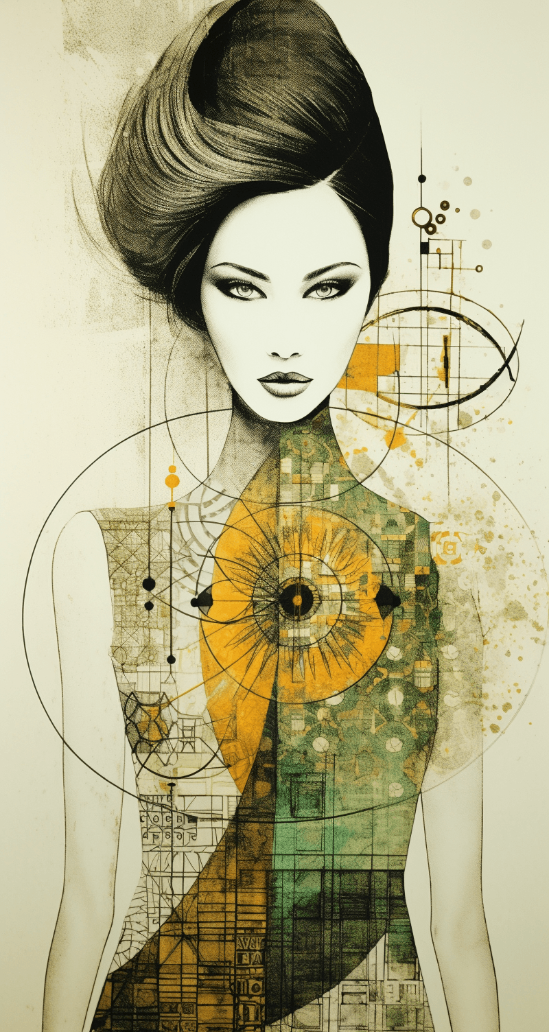 AI generated: Fibonacci sequence and beauty, feminine curves, beautiful Asian model portrait, fine-lined curves an...