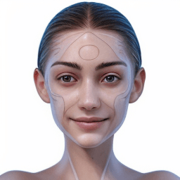 AI generated: young beautiful woman, smiling at camera, symmetrical face,   symmetrical eyes, white background, ex...