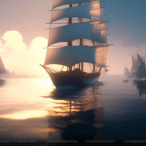 AI generated: Photo of a ultra realistic sailing ship, dramatic light, pale sunrise, cinematic lighting, battered,...