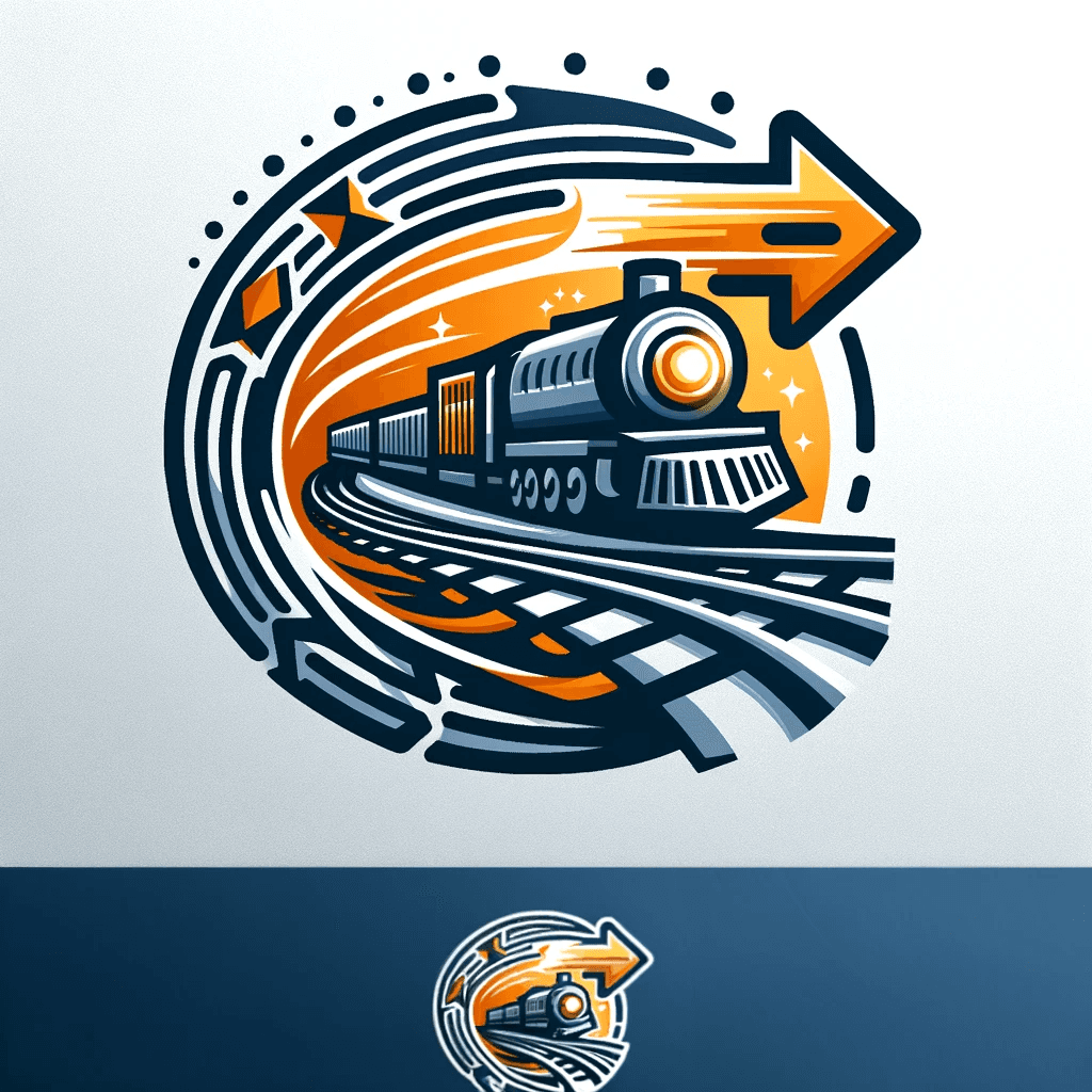 AI generated: Create a mockup scenery for the making of a dynamic logo that emphasizes the movement and forward-dr...