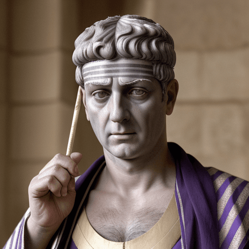 AI generated: The Roman emperor Claudius, 50 years old man with short greying hair, cleanshaven, wrinkles on the f...