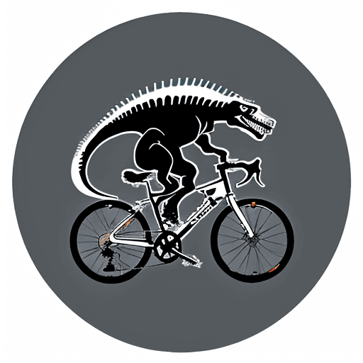 AI generated: Logo of the bike club “Trex”, the picture should show a Trex on a bike in a circle, minimalistic.