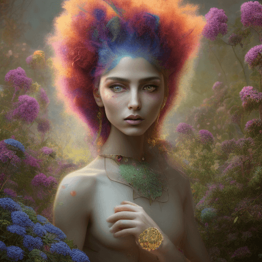 AI generated: beautiful persian girl view of Species woman individual from another planet with multicolored hair, ...