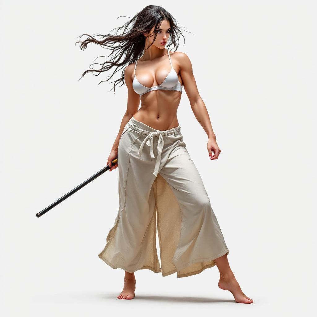 AI generated: Gorgeous muscular woman, ufotable masterpiece, full body, best quality artwork - stylized - high con...