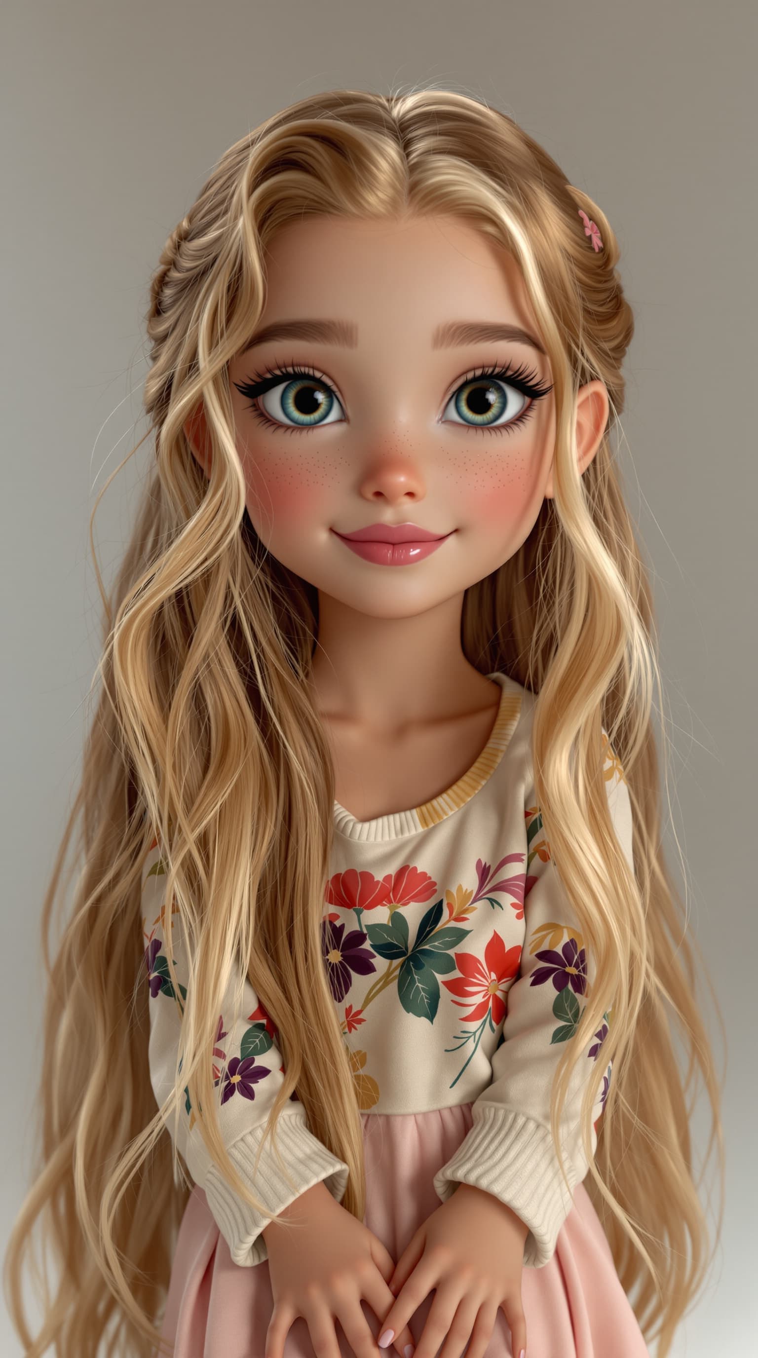 AI generated: An exceptional professional photograph depicts the world’s most beautiful 7-year-old girl, created a...