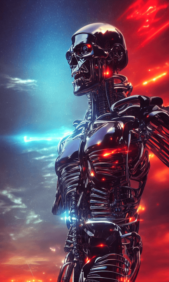 AI generated: Movie poster with text, "TRONATOR 1", Terminator posing, spaceships made of cannabis leafs, The Term...