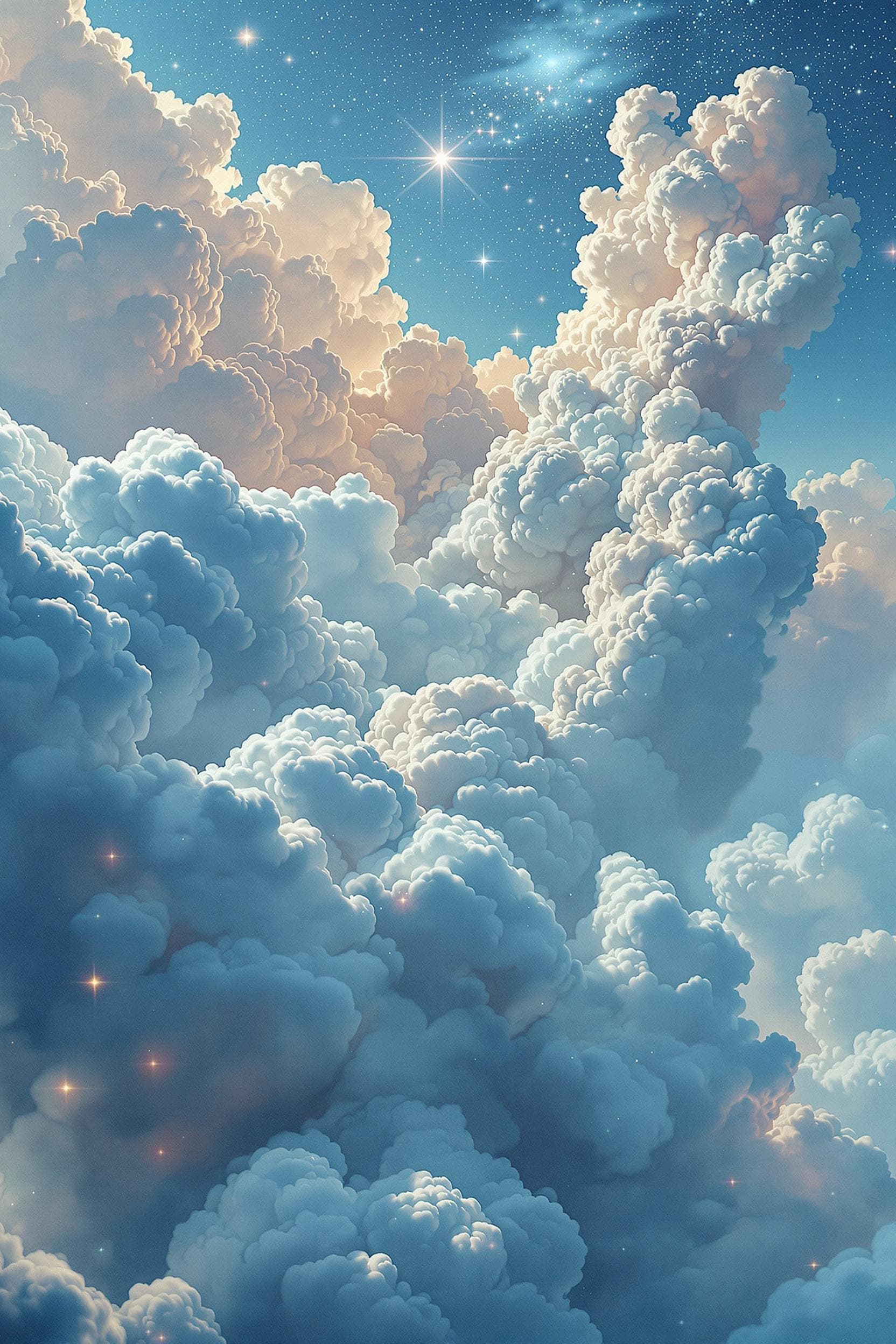 AI generated: illustration photographique d'un monde dans les nuages, dans le style de tanya shatseva, le groupe d...