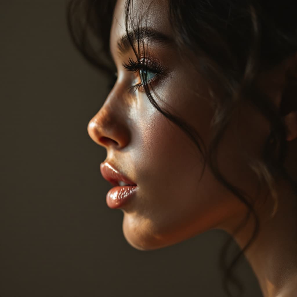 AI generated: woman right hand thumb up side view