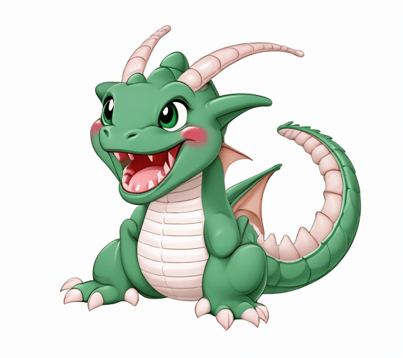 AI generated: cartoon style happy baby dragon line art with white background 
