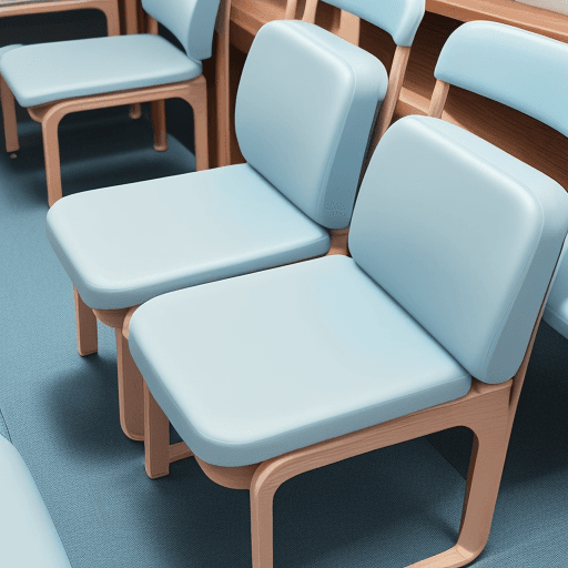 AI generated: Waiting room seats, simple, four single seats, seat surface and backrest filled with high-density sp...