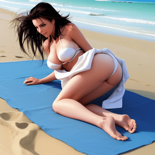 AI generated: A sexy woman whitout clotches on the beach