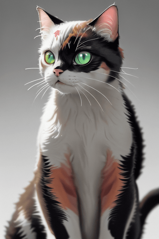 AI generated: T-shirt vector drawing, multicoloured cat, white background, perfect composition, beautiful detailed...
