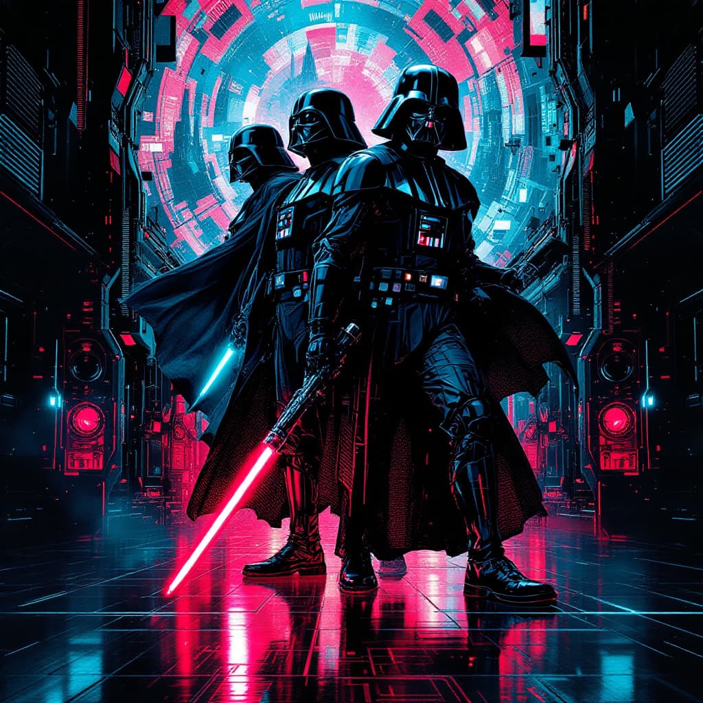 AI generated: legandary star wars movie poster in the style of cyberpunk