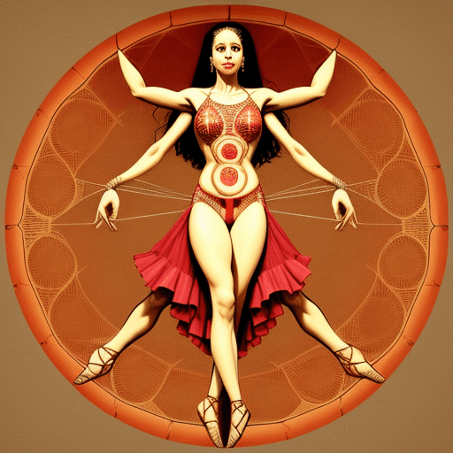 AI generated: flamenco dancer woman in a 
classic vitruvian man style