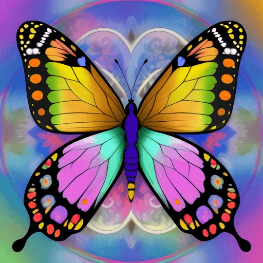 AI generated: MARIPOSA multicolor con las alas abiertas