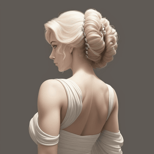 AI generated: An image of a woman with her back turned to the camera, looking over her shoulder with a serene expr...