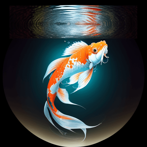 AI generated: ((Floating thru portals)) in the ((serene)) sky, a mesmerizing ((Koi fish)) takes shape as a majesti...