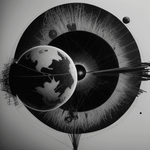 AI generated: (space and planets:1.7), (style of William Kentridge:1.1), (style of Loui Jover:1.2), (style of Andy...
