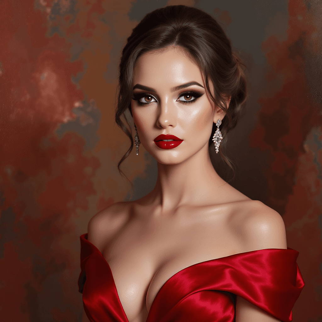 AI generated: prompt: "A breathtakingly elegant woman with ethereal beauty, her deep, expressive eyes capturing a ...