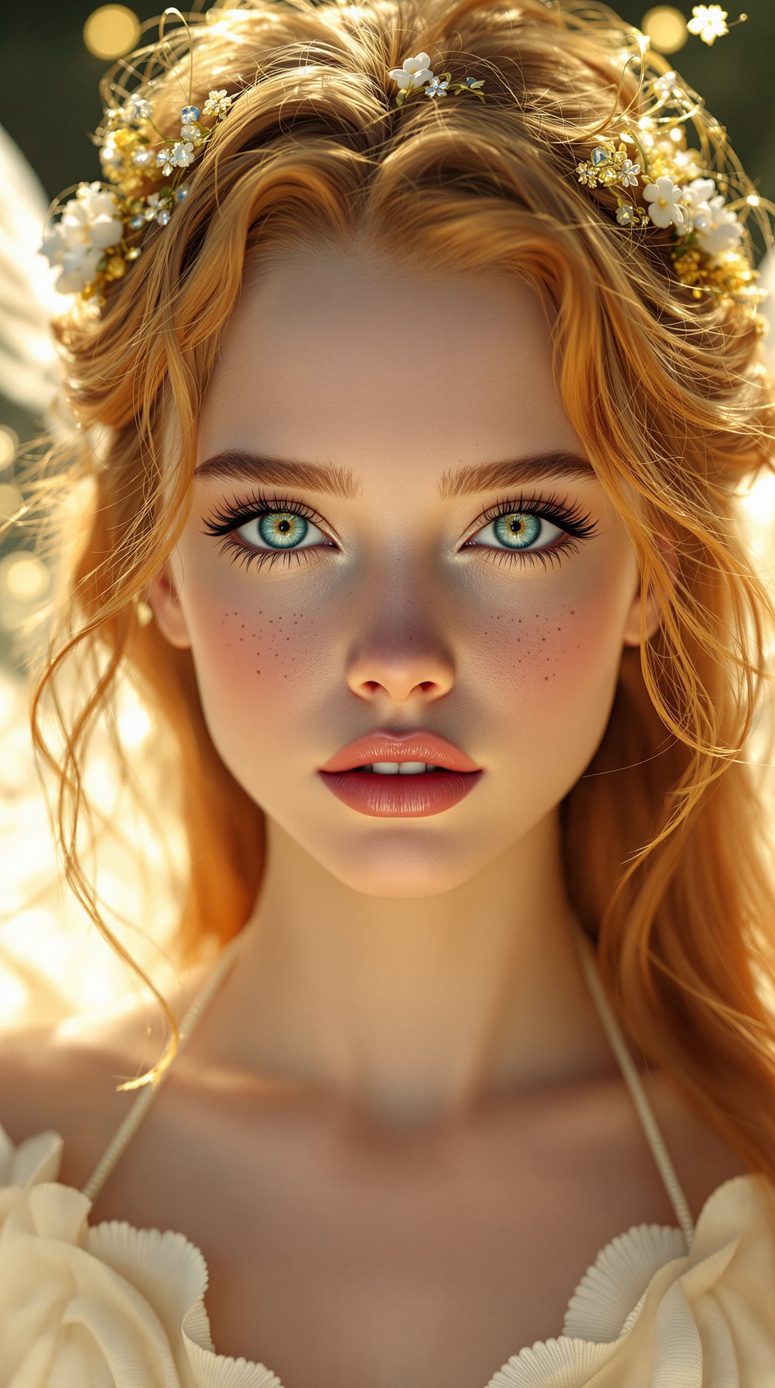 AI generated: A professional hyper-realistic portrayal of Elle Fanning, embodying the ethereal beauty, as the Gaud...