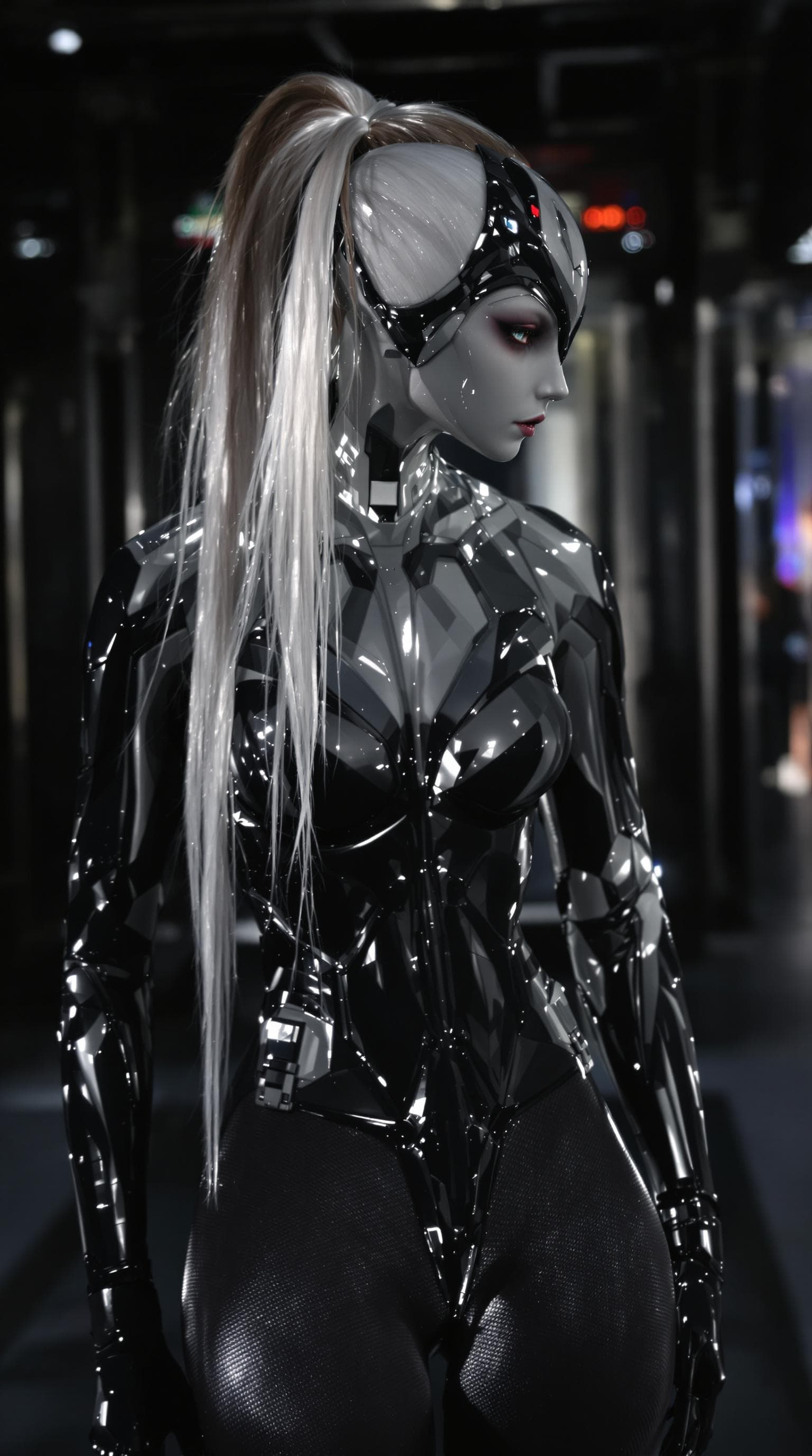 AI generated: a professional photo of a exceptionally of the most beautiful grey skinned alien elf girl (age 15) i...