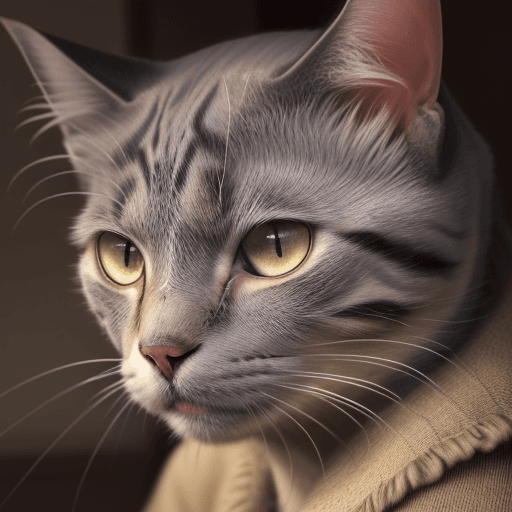 AI generated: a close-up front view portrait of an old, wise and beautiful cat's face