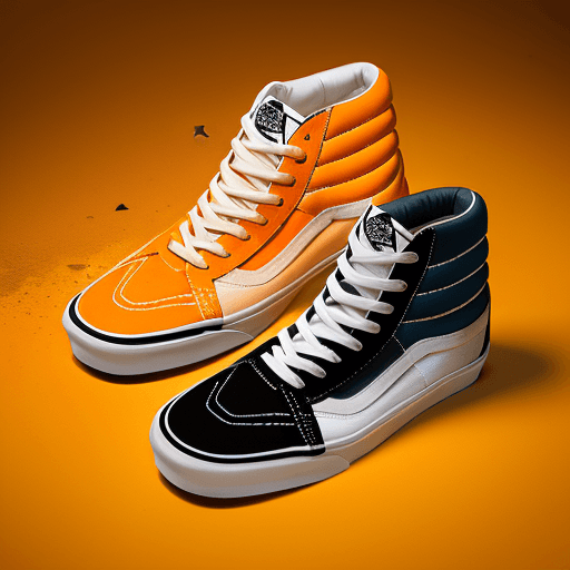 AI generated: productive photography, Vans Oldschool high-top sneaker product presentation, geometric plaster bloc...