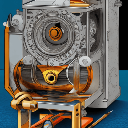 AI generated: pictures of the inside of a pencil sharpener with cog wheels engaged
, Wes Anderson style