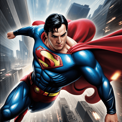 AI generated:  Pollice beat superman, 4 k ultra hd 