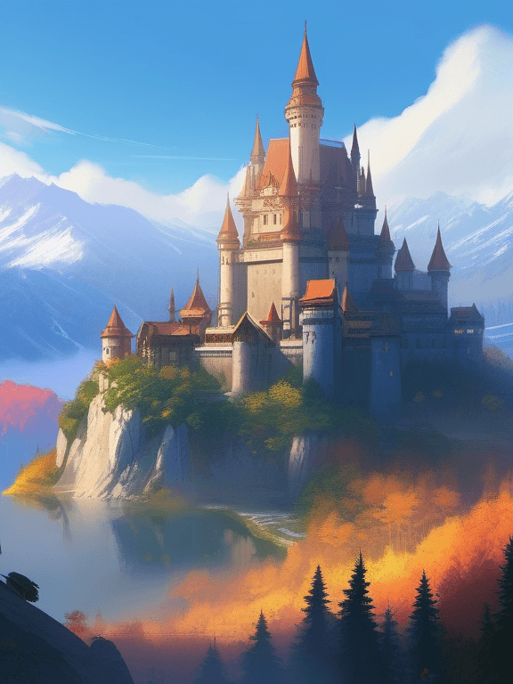 AI generated: anime artwork a painting of a castle in the middle of a snowy mountain, a detailed matte painting by...