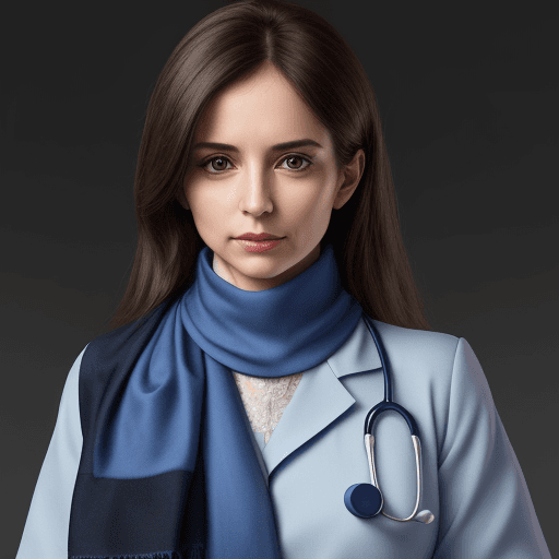 AI generated:  doctor, police, civil servants
 A blue scarf or shawl adds a touch of elegance. Lighting should be ...